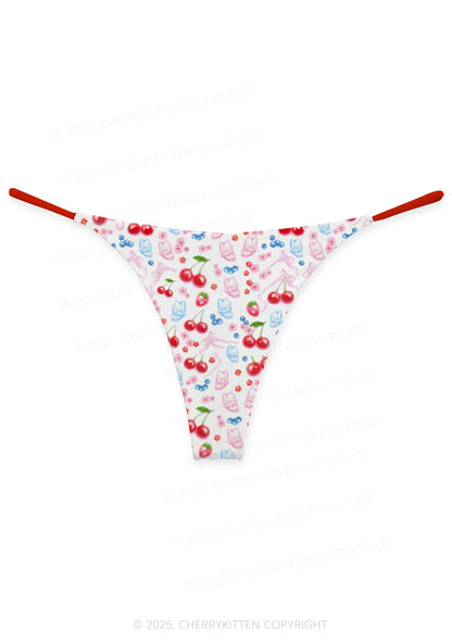 White Cherry Pie Valentine's Day Y2K Print Couples Thong Set Cherrykitten