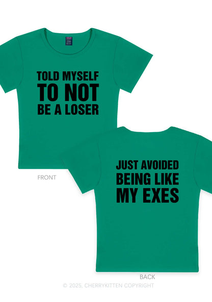 Not Be A Loser Two Sides Y2K Baby Tee Cherrykitten
