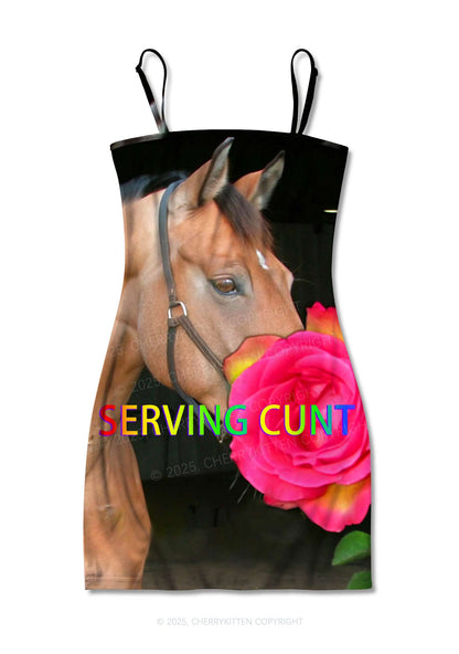 Serving Cxxt Y2K Print Slip Dress Cherrykitten