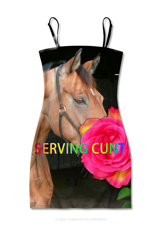 Serving Cxxt Y2K Print Slip Dress Cherrykitten