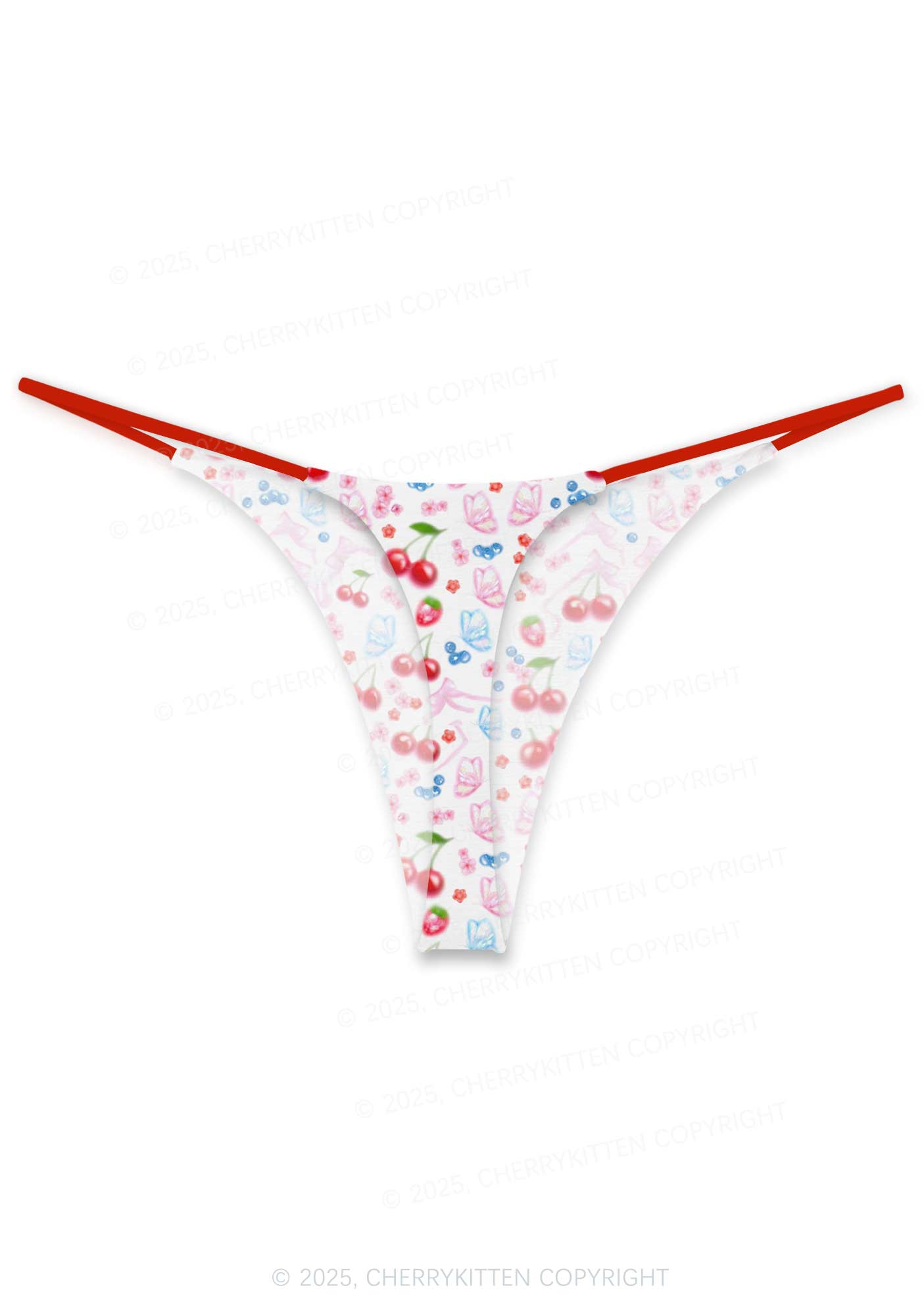 White Cherry Pie Valentine's Day Y2K Print Couples Thong Set Cherrykitten