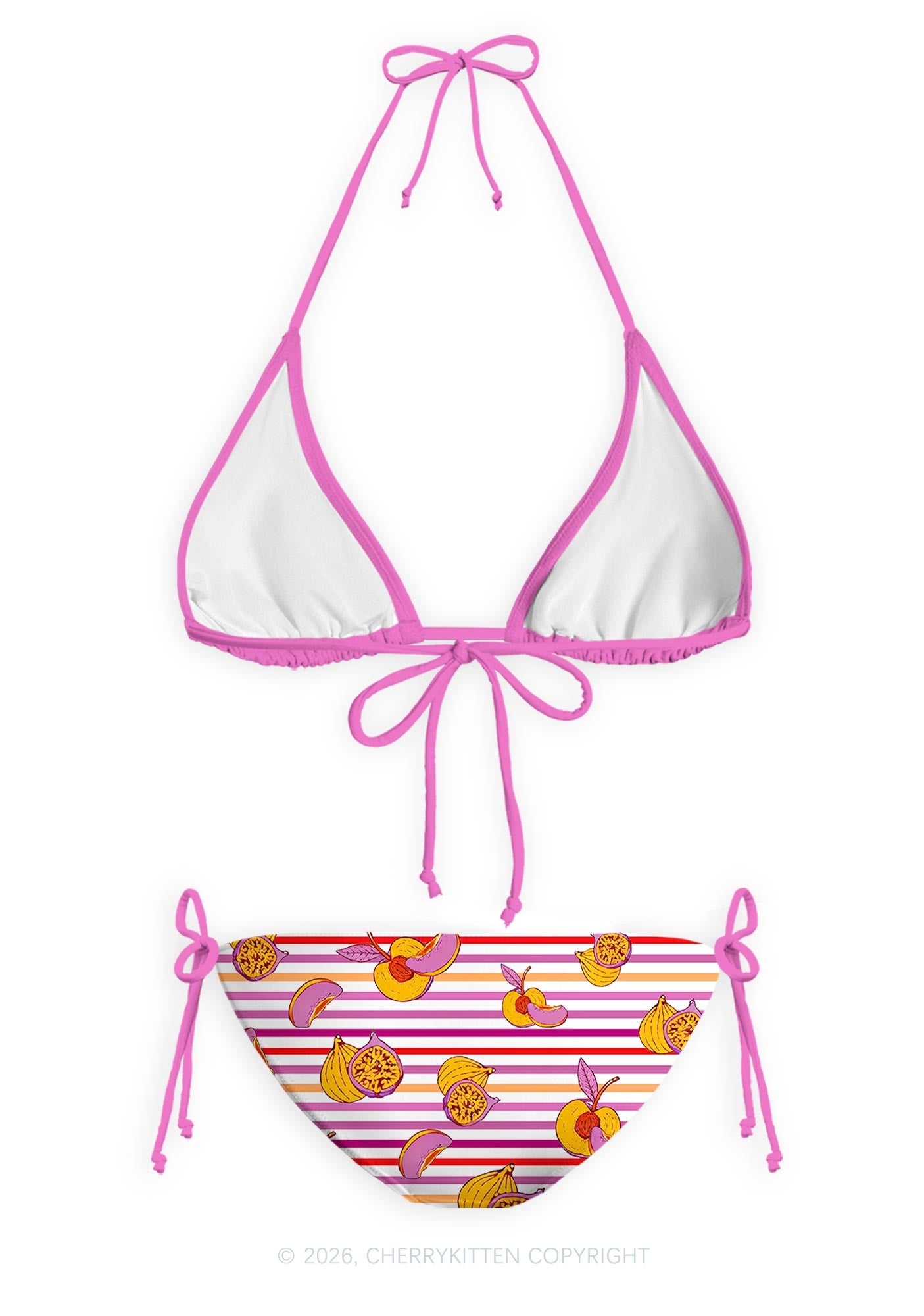 Peachy Lesbian Stripe Pride Y2K Print Bikini Set Cherrykitten
