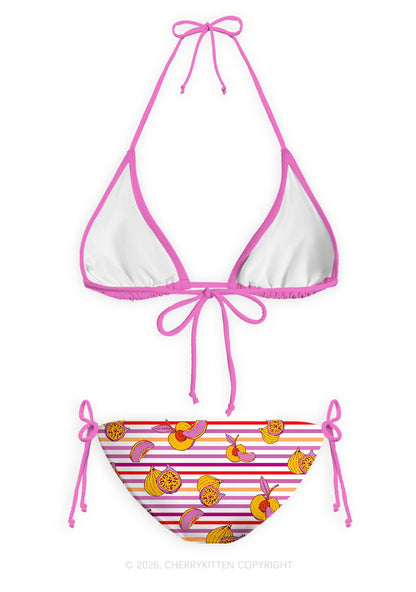 Peachy Lesbian Stripe Pride Y2K Print Bikini Set Cherrykitten