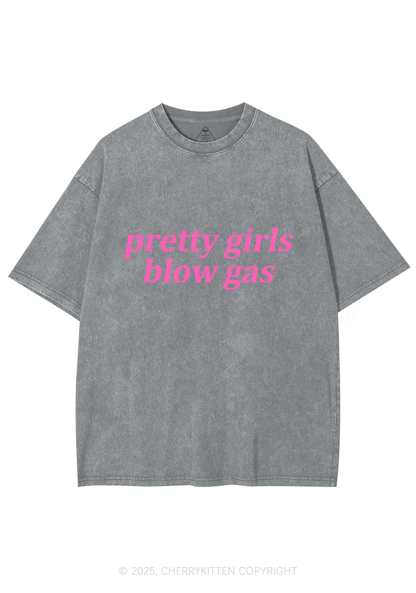 Pretty Girls Blow Gas Y2K Shirts Washed Tee Cherrykitten