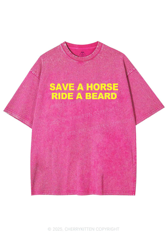 Ride A Beard Y2K Shirts Washed Tee Cherrykitten