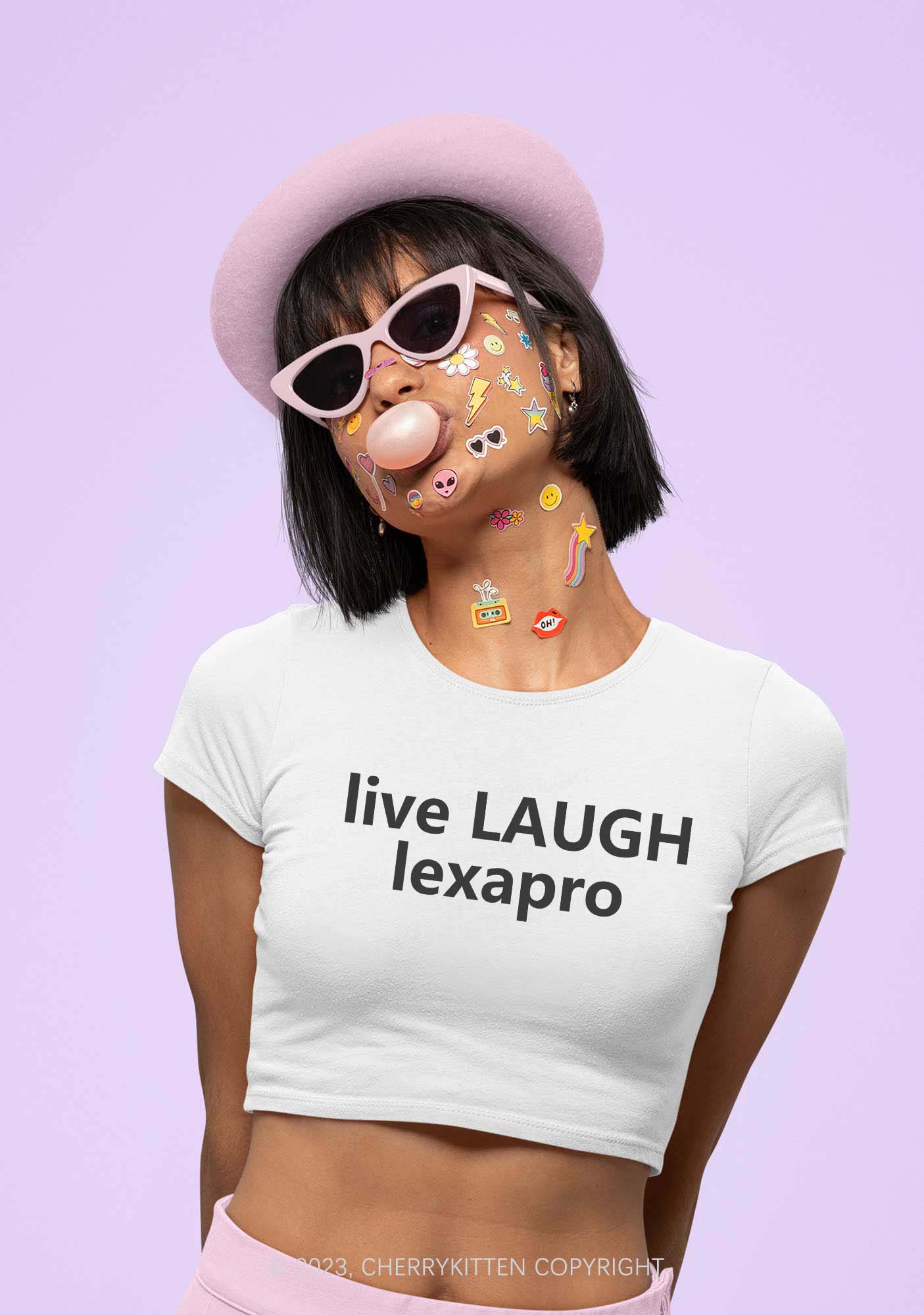 Live Laugh Lexapro Y2K Baby Tee Cherrykitten