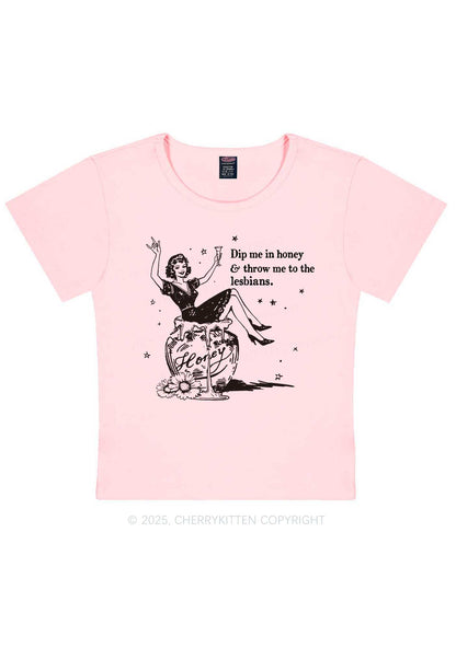 Throw Me To The Lesbians Pride Y2K Baby Tee Cherrykitten