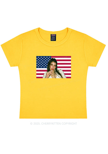 Custom Portrait Flag Y2K Baby Tee Cherrykitten