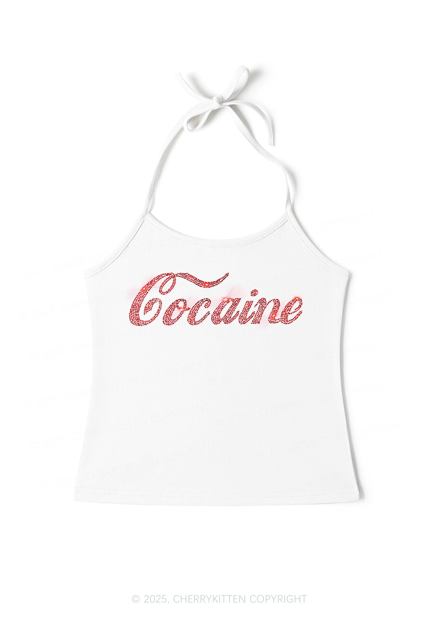 Rhinestone Special Cola Y2K Halter Neck Cami Cherrykitten