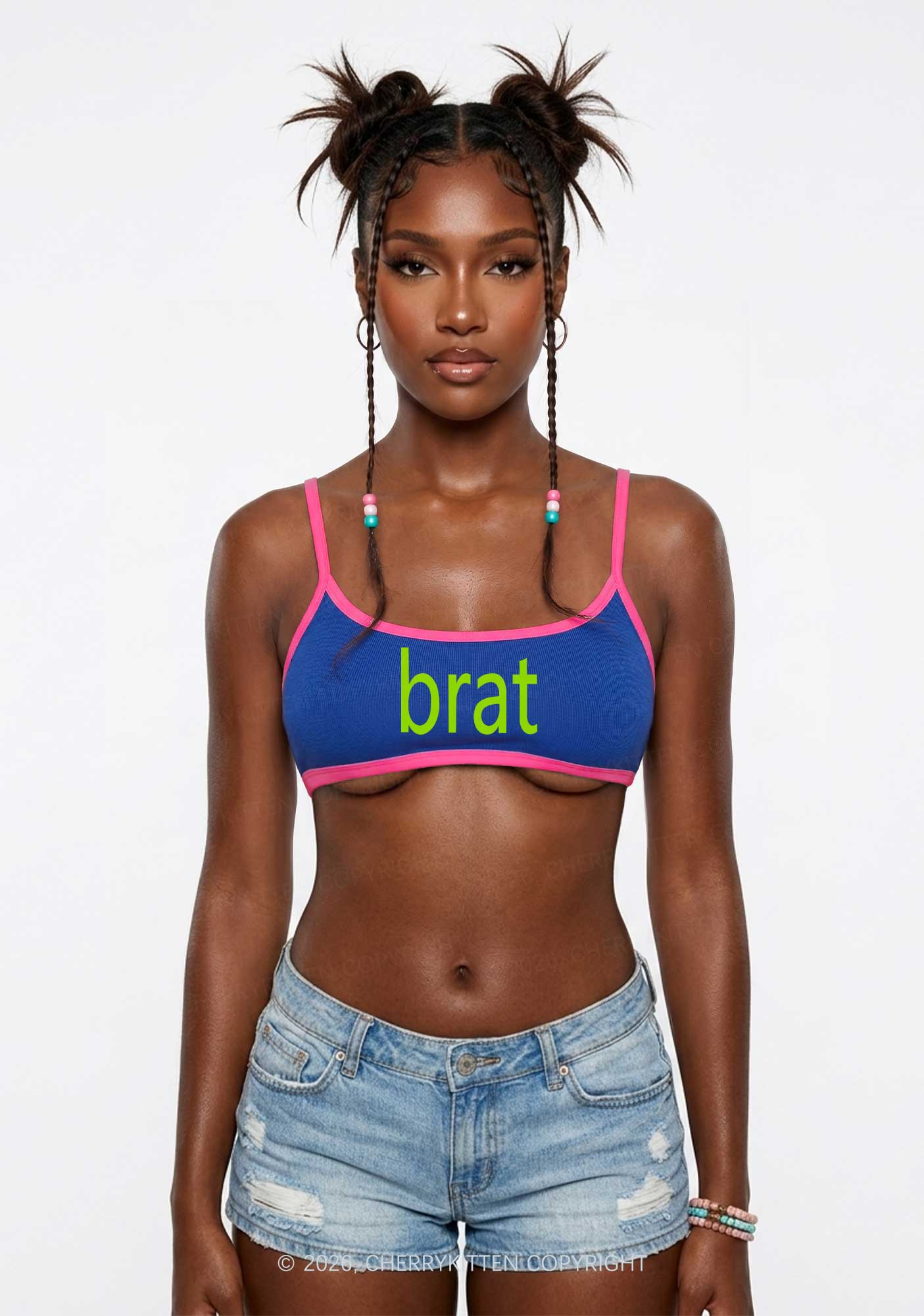Green Brat Y2K Super Crop Cami Cherrykitten