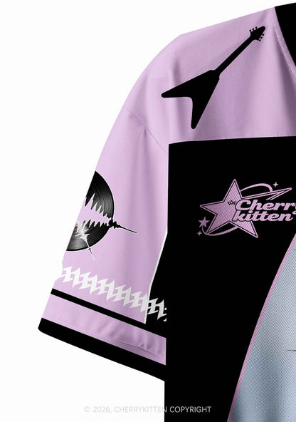 Pink Hoodie Raccoon DJ Y2K Crop Sport Jersey Shirts Cherrykitten
