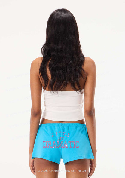 Rhinestone A Little Bit Dramatic Y2K Drawstring Mini Shorts Cherrykitten