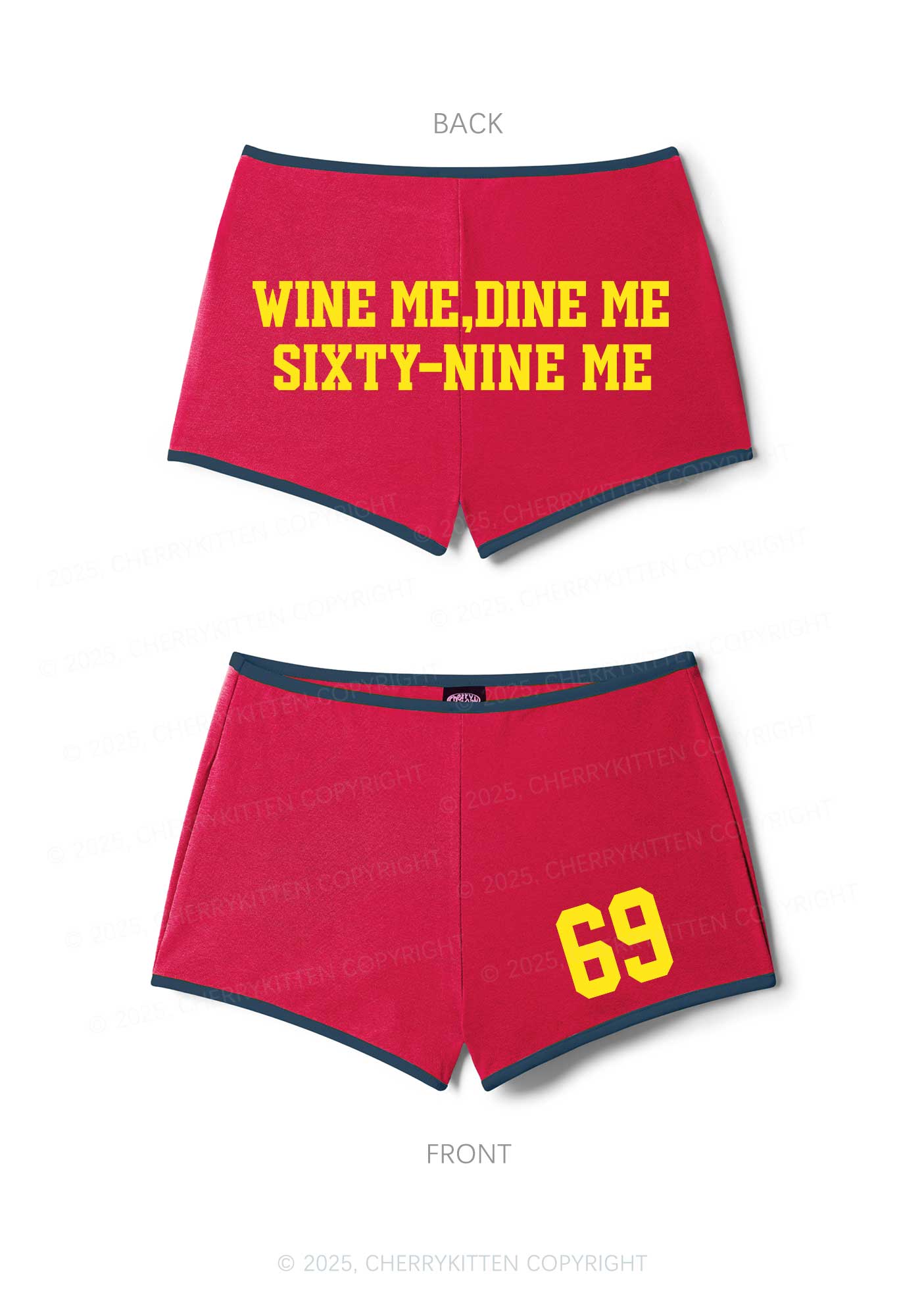 Wine Me Dine Me Y2K Booty Shorts Cherrykitten