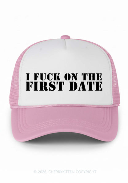 Fxxk On First Date Y2K Colorblock Trucker Hat Cherrykitten