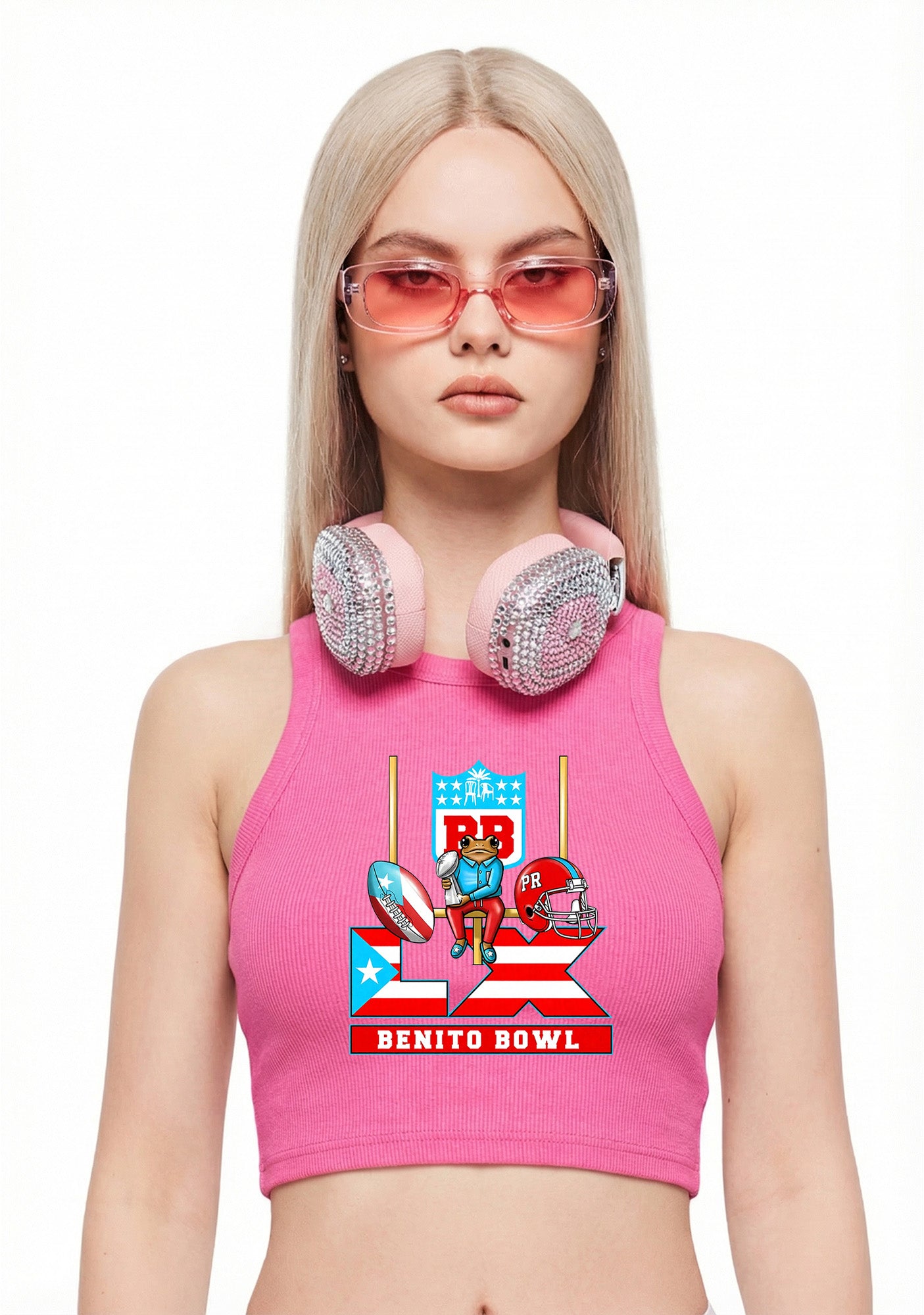 Pink Frog Y2K Crop Tank Top Cherrykitten