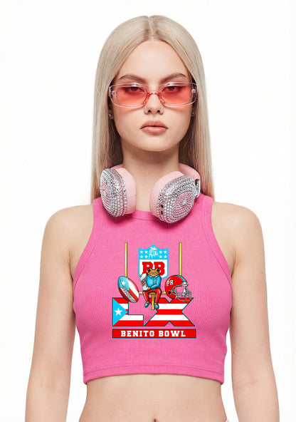 Pink Frog Y2K Crop Tank Top Cherrykitten