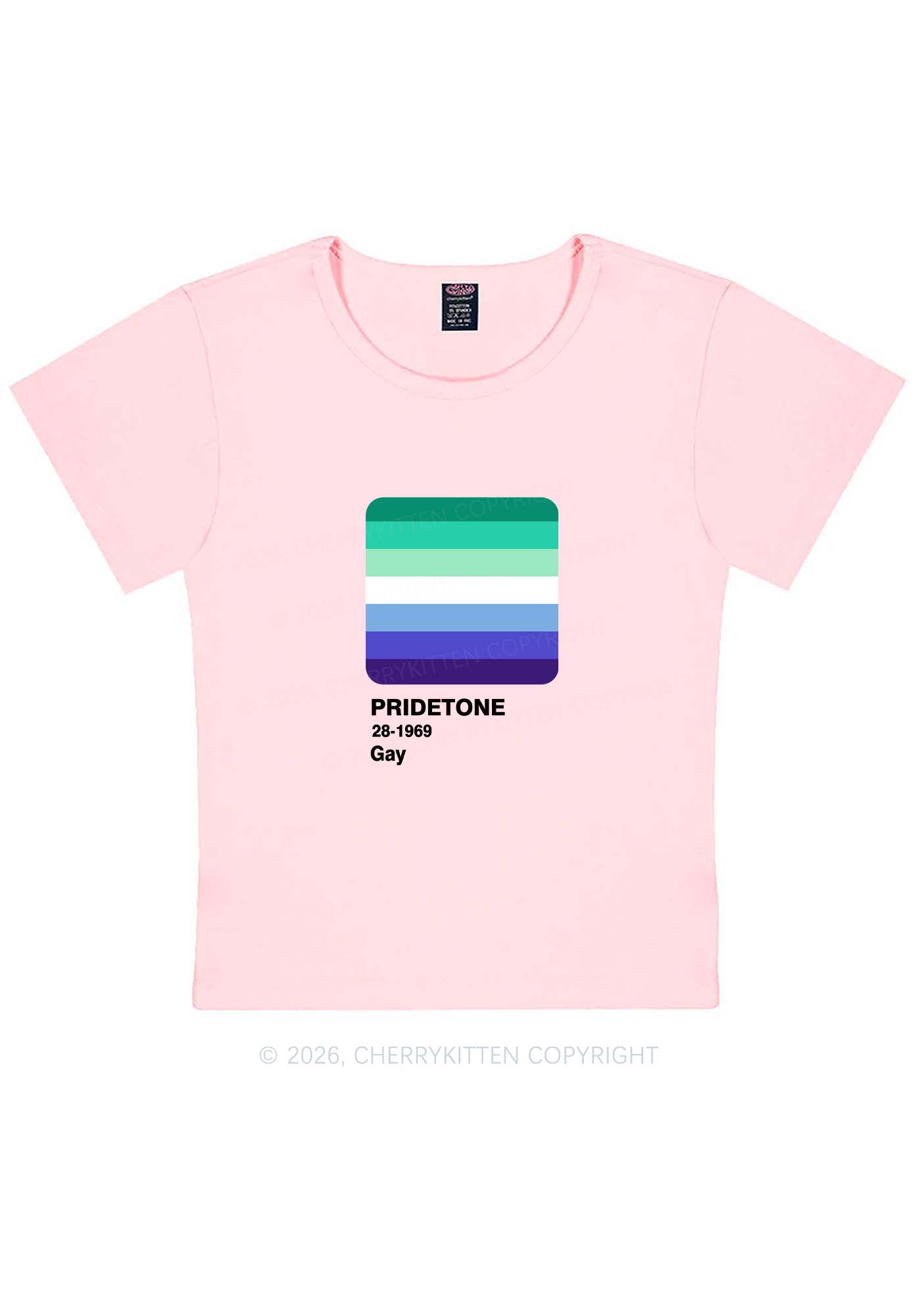 Pridetone Gay Pride Y2K Baby Tee Cherrykitten