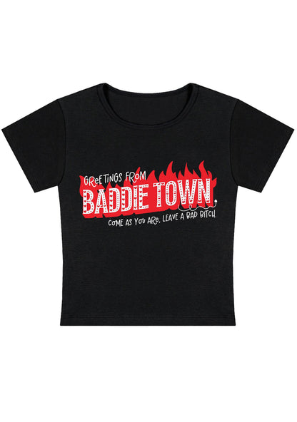 Curvy Greetings From Baddie Town Baby Tee