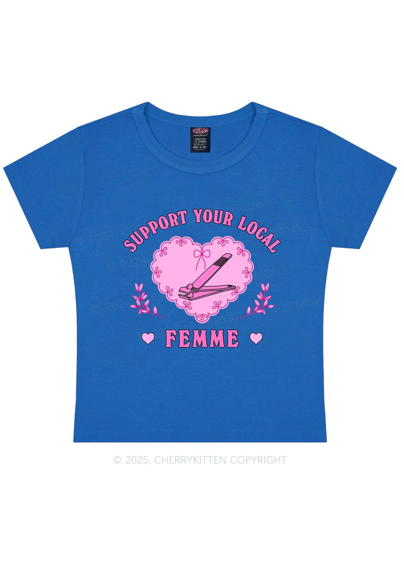Support Your Local Femme Y2K Baby Tee Cherrykitten