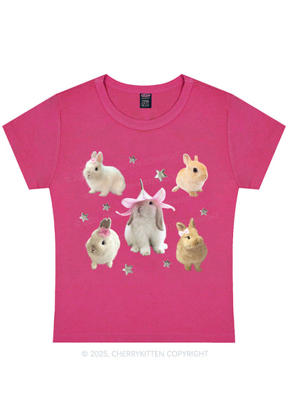 Lovely Rabbits Y2K Baby Tee Cherrykitten