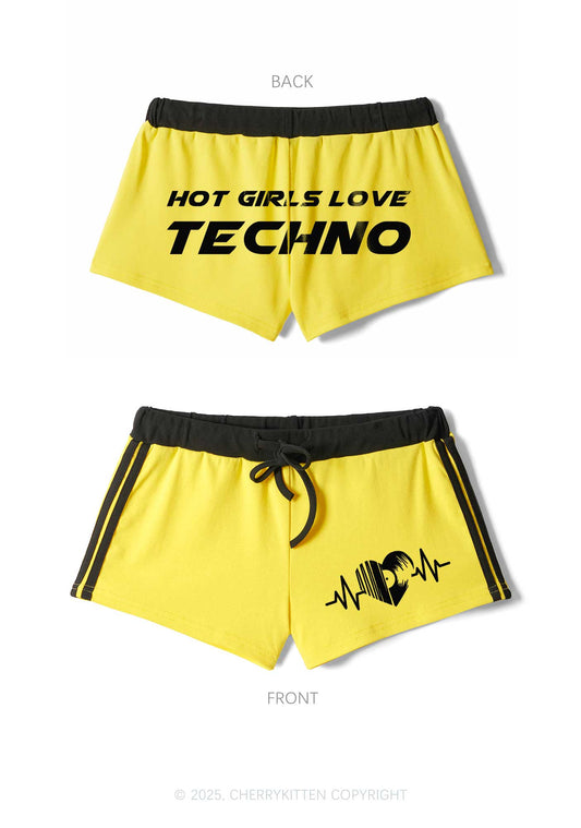 Hot Girls Love Techno Y2K Drawstring Mini Shorts Cherrykitten