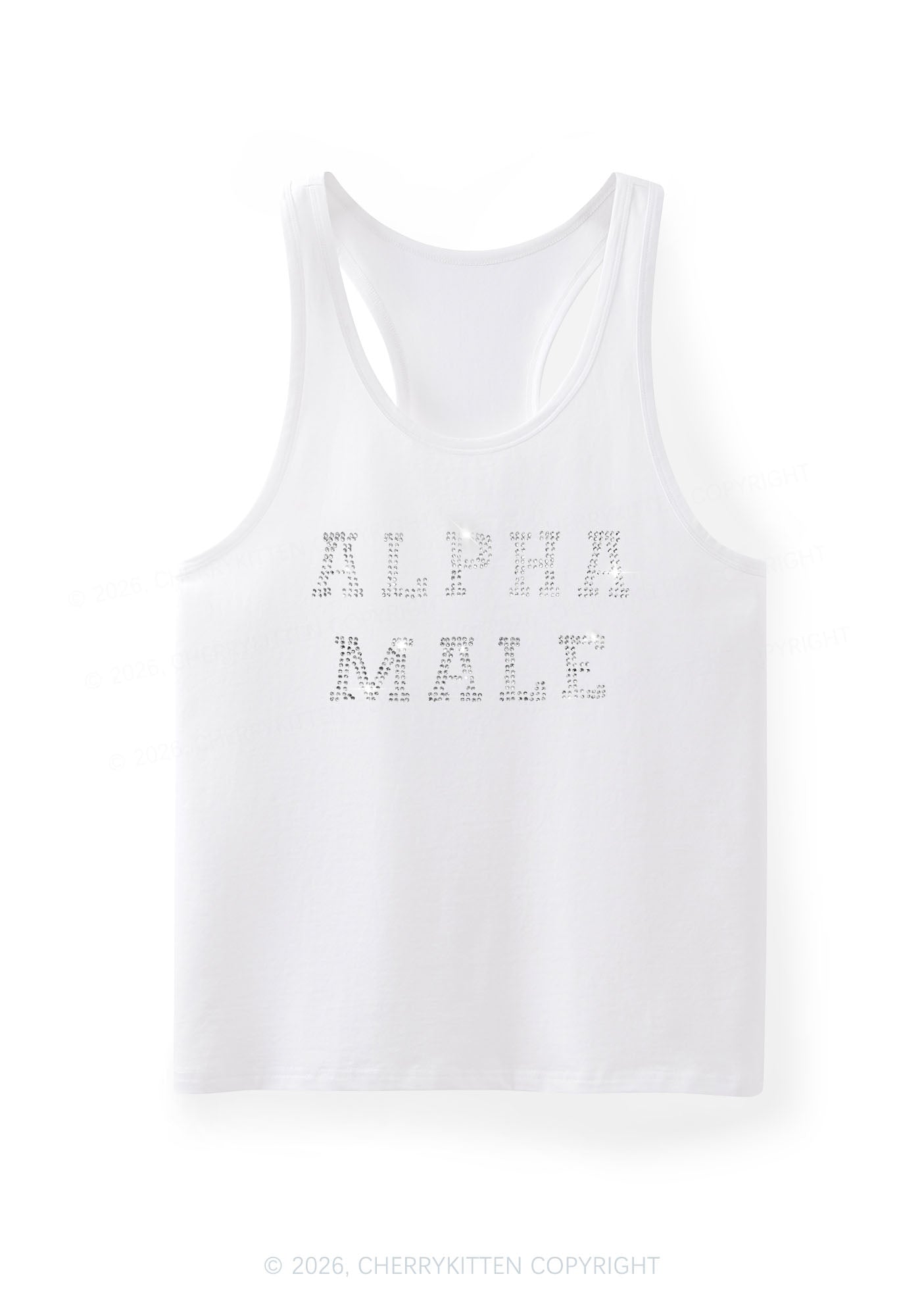 Rhinestone Alpha Male Y2K Men Racerback Tank Top Cherrykitten