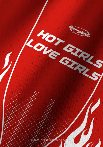 Hot Girls Love Girls Pride Y2K Crop Football Jersey Shirts Cherrykitten