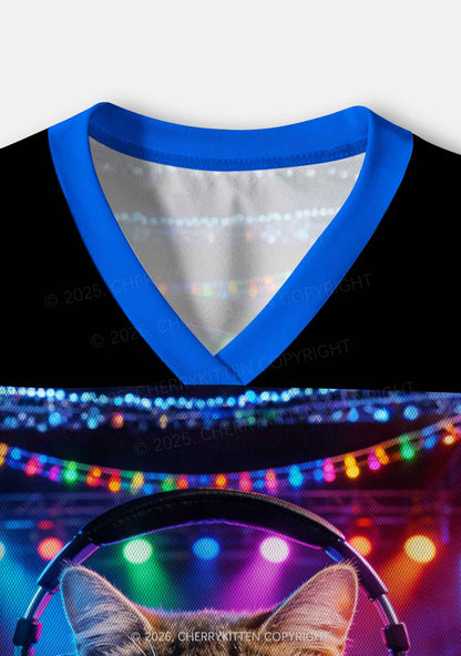 DJ Cat Rave Y2K Crop Sport Jersey Shirts Cherrykitten