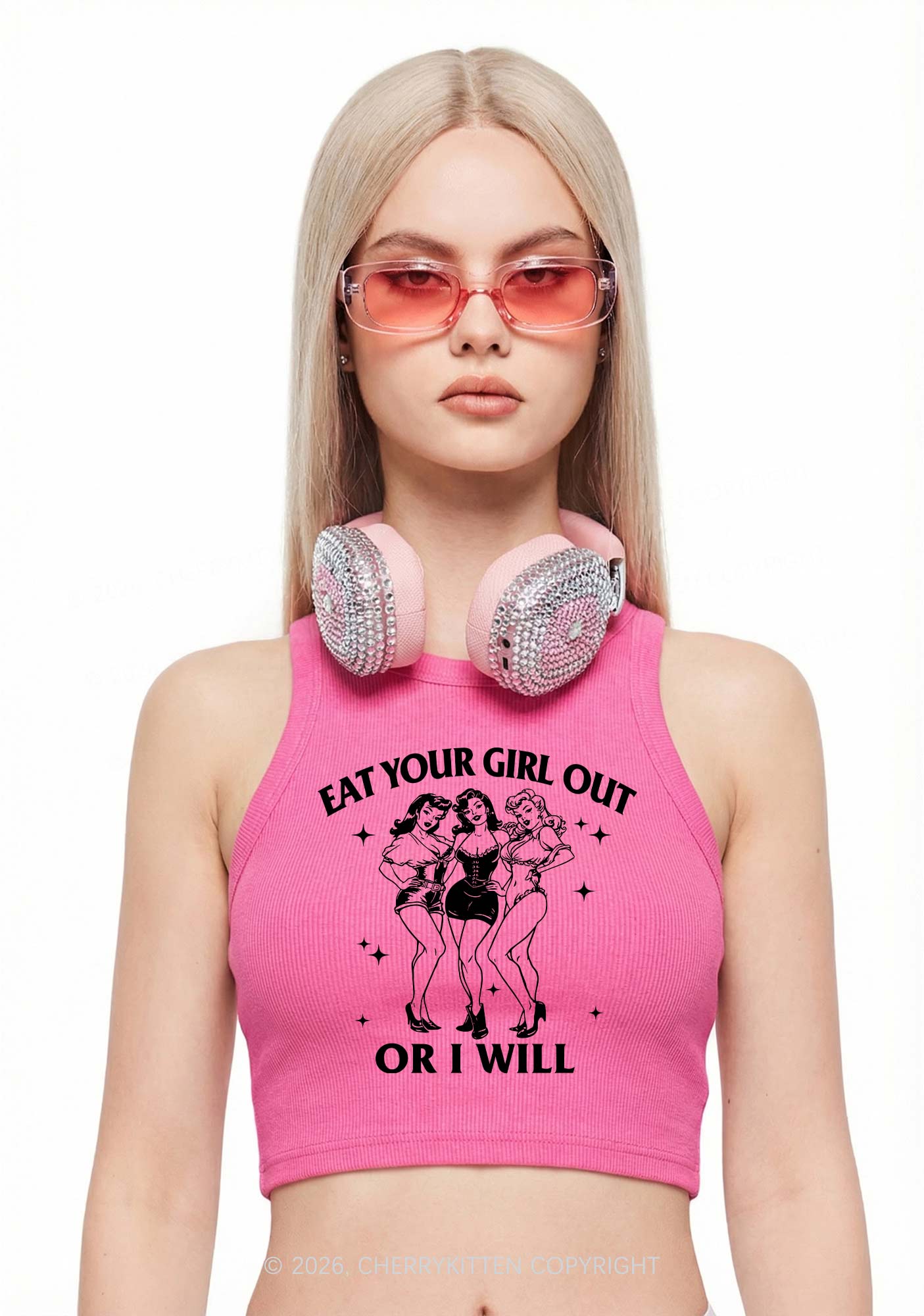 Eat Your Cowgirls Out Pride Y2K Crop Tank Top Cherrykitten