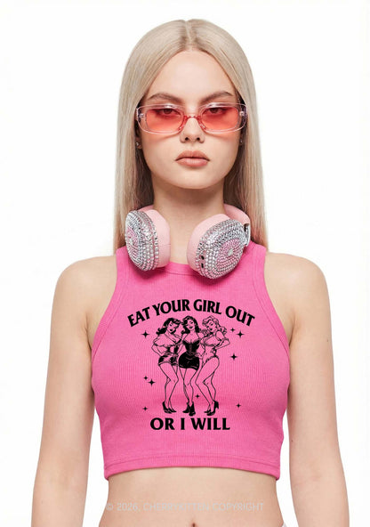 Eat Your Cowgirls Out Pride Y2K Crop Tank Top Cherrykitten