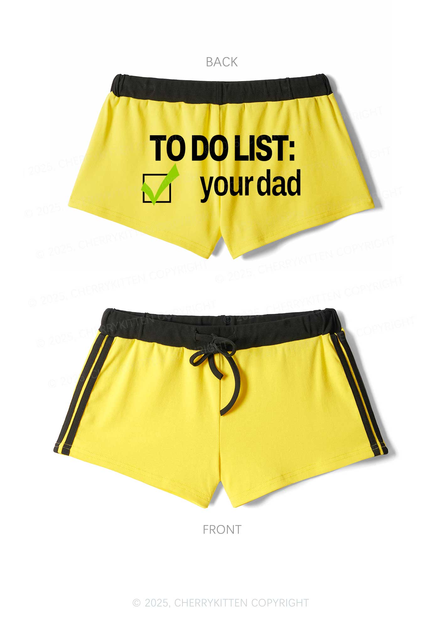 To Do List Your Dad Y2K Drawstring Mini Shorts Cherrykitten