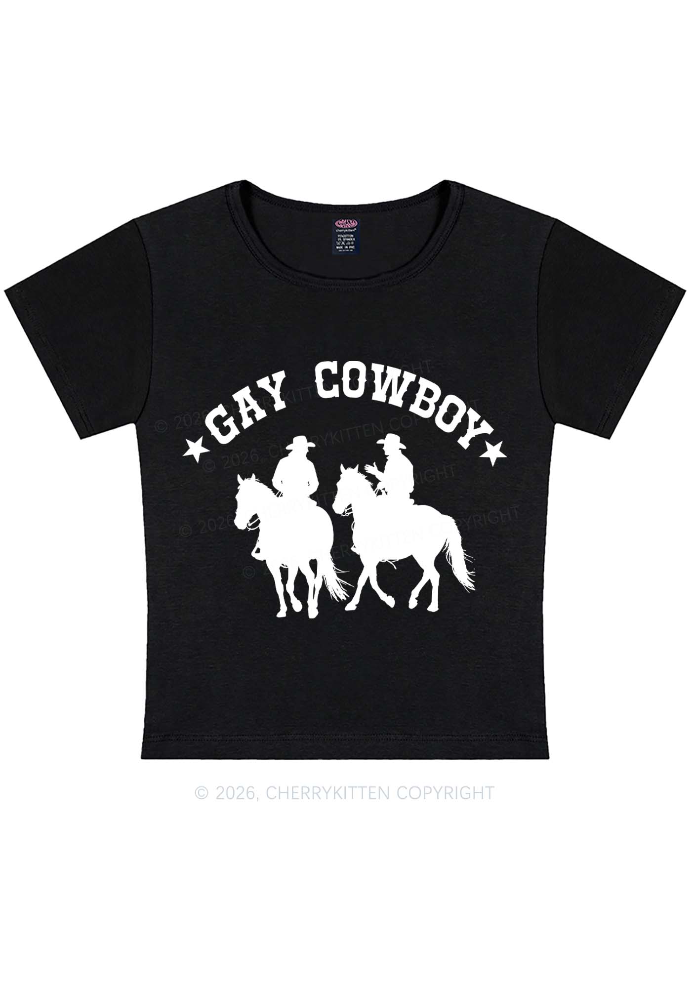 Gay Cowboy Pride Y2K Baby Tee Cherrykitten