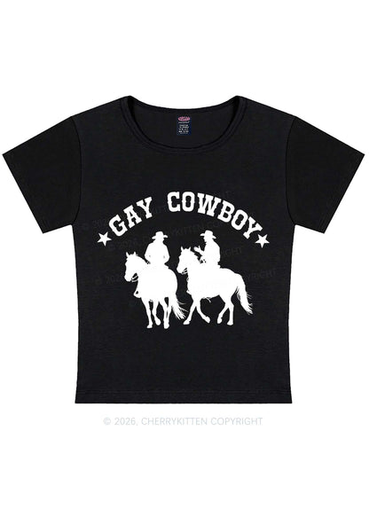 Gay Cowboy Pride Y2K Baby Tee Cherrykitten