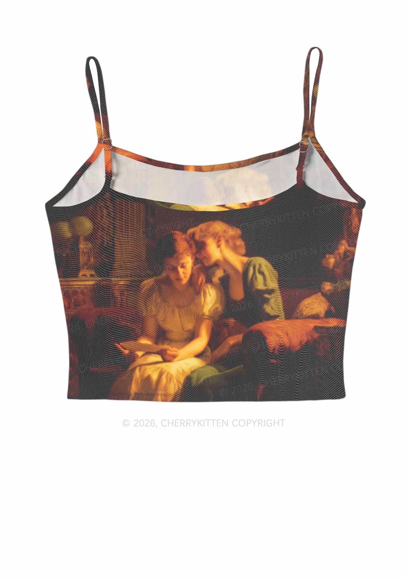 Two Women Reading Letter Pride Y2K Mesh Cami Tank Cherrykitten