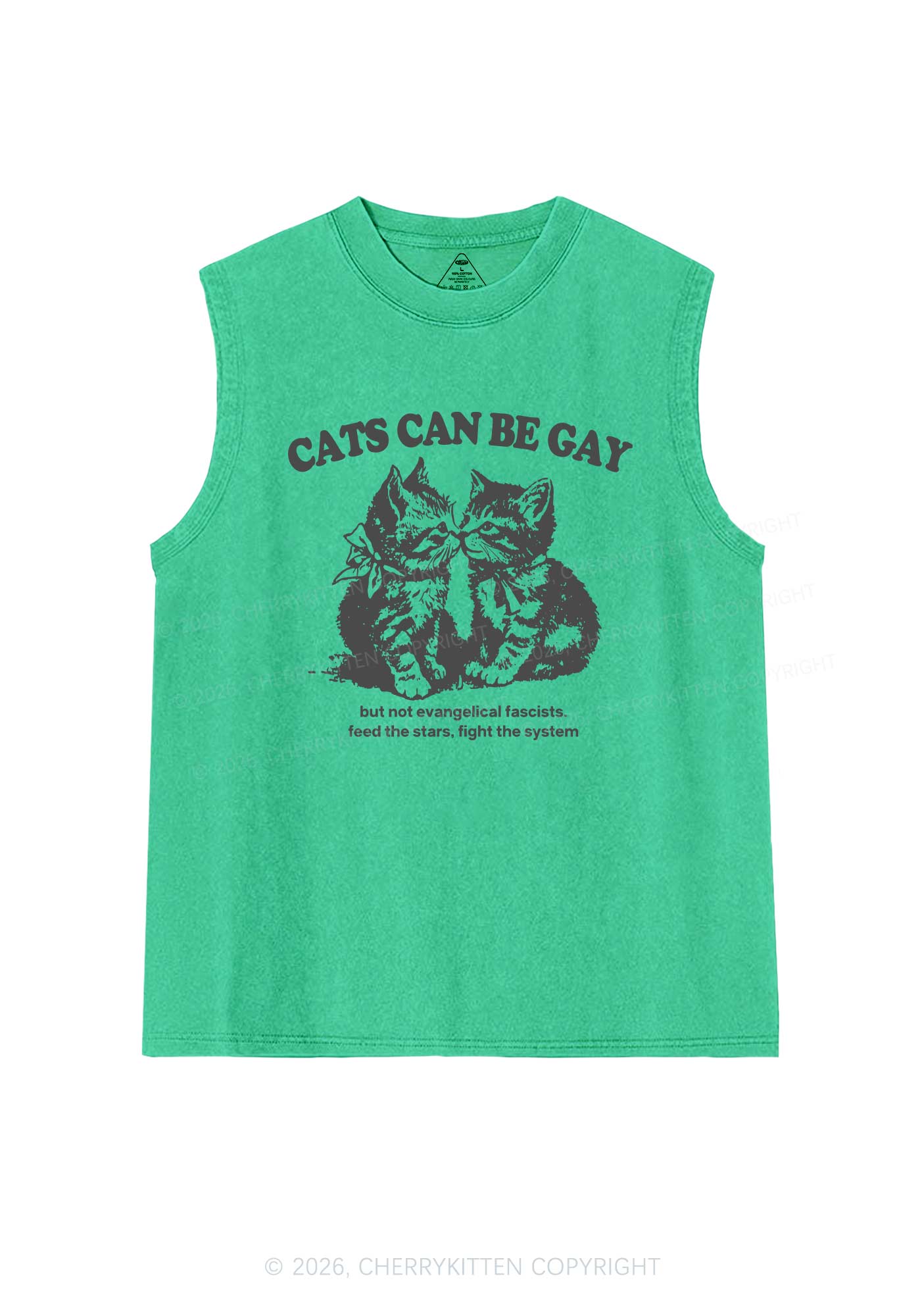 Cat Can Be Gay Pride Y2K Washed Muscle Tank Cherrykitten