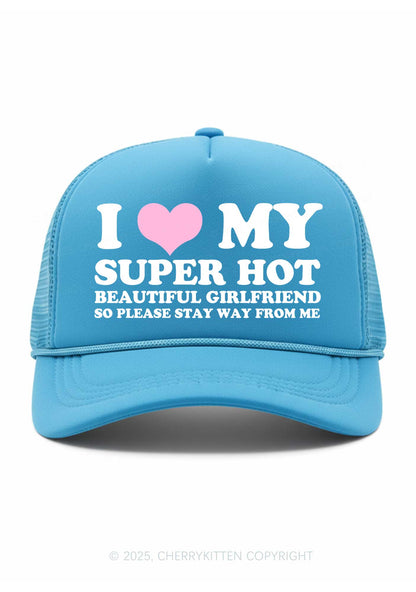 Love My Super Hot GF Valentine's Day Y2K Trucker Hat Cherrykitten