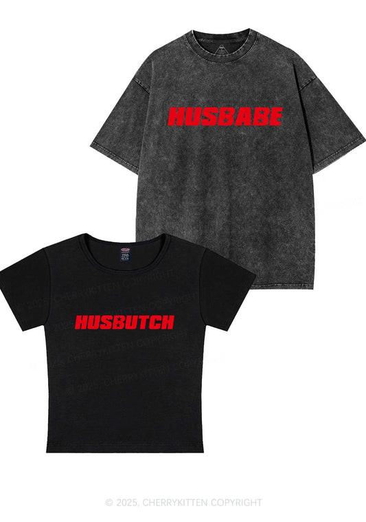 Husbabe Husbutch Y2K Valentine's Day Couple Shirt Cherrykitten