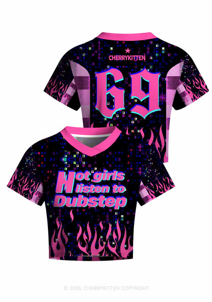 Hot Girls Listen To Dubstep Y2K Crop Football Jersey Shirts Cherrykitten