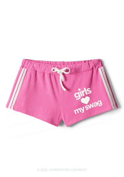 Girls Love My Swag Pride Y2K Drawstring Mini Shorts Cherrykitten