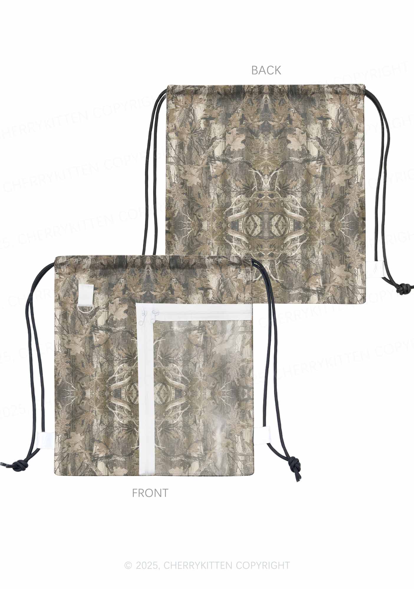 Forest Camouflage Y2K Drawstring Itabag Backpack Cherrykitten