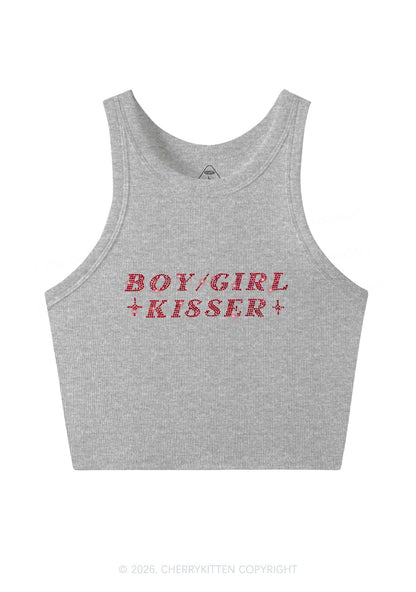 Rhinestone Boy Girl Kisser Pride Y2K Crop Tank Top Cherrykitten