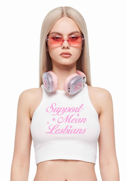 Support Mean Leabians Pride Y2K Crop Tank Top Cherrykitten
