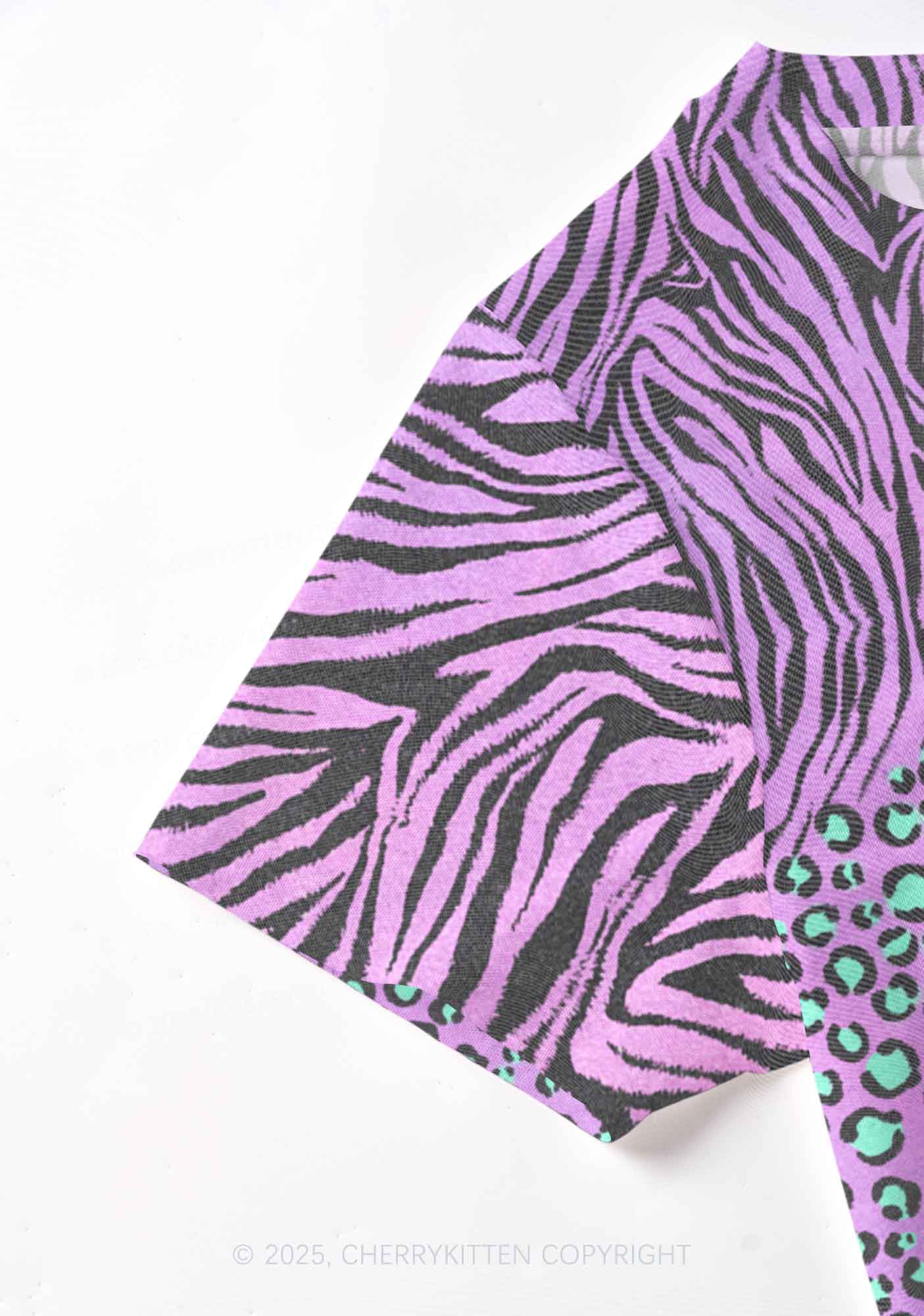 Lavender Zebra Y2K Mesh Crop Top Cherrykitten