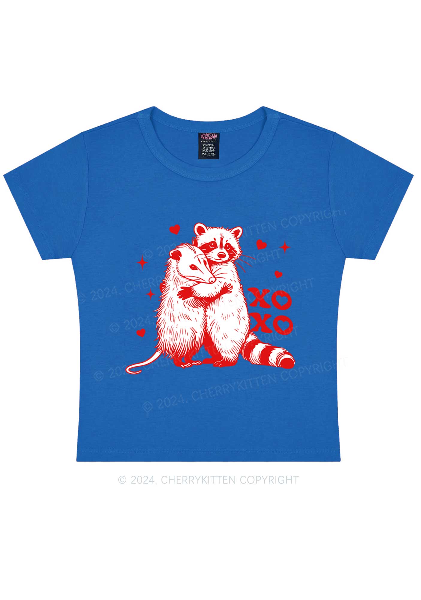 Raccoon XOXO Y2K Valentine's Day Baby Tee Cherrykitten