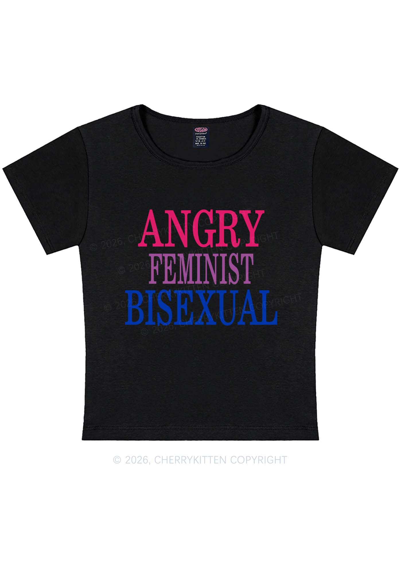Angry Feminist Bisexual Pride Y2K Baby Tee Cherrykitten