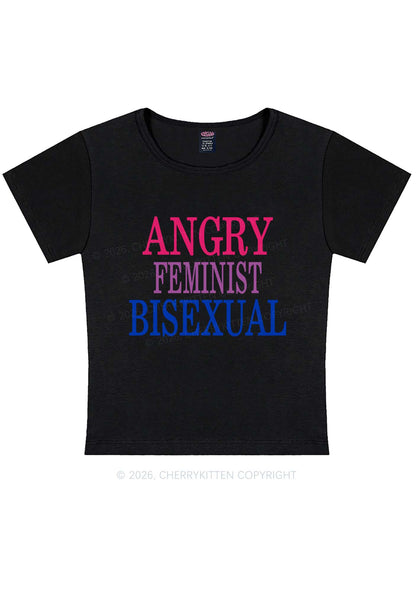 Angry Feminist Bisexual Pride Y2K Baby Tee Cherrykitten