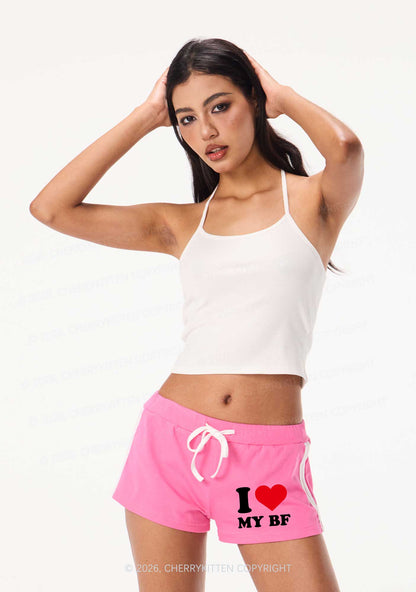 I Love My BF Valentine's Day Y2K Drawstring Mini Shorts Cherrykitten