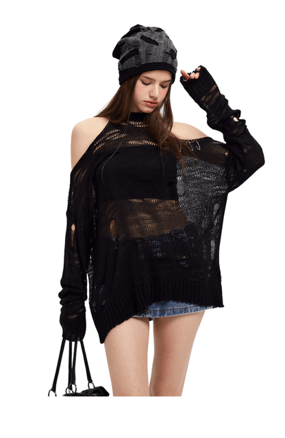 Halter Neck Off Shoulder Knit Sweater Top Cherrykitten