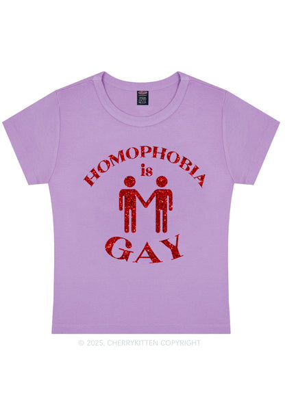 Glitter Homophobia Is Gay Pride Y2K Baby Tee Cherrykitten