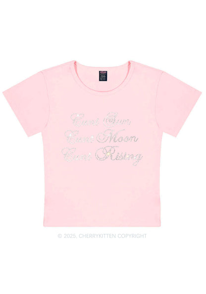 Rhinestone Sun Moon Rising Y2K Baby Tee Cherrykitten